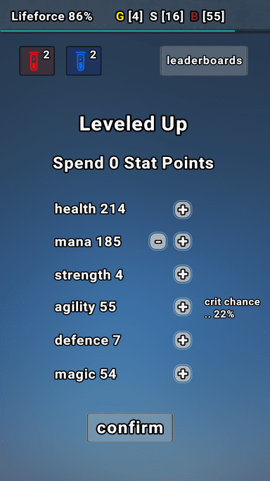 Exp Minima Screenshot - Levelling Up